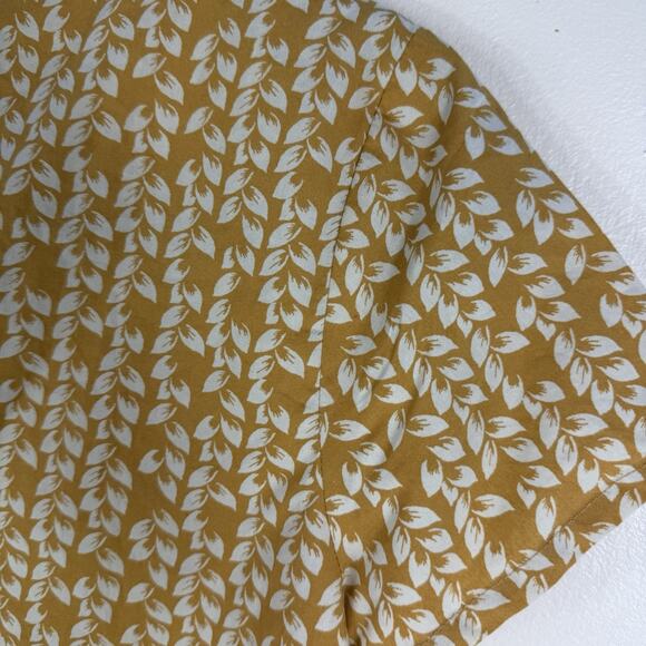 A Bin Metiseko Organic Cotton Yellow Leaf Print Top Size XS New w/ Tags Back Tie - Picture 11 of 13